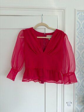 Adelyn Rae Hot Pink Puff Sleeve Top